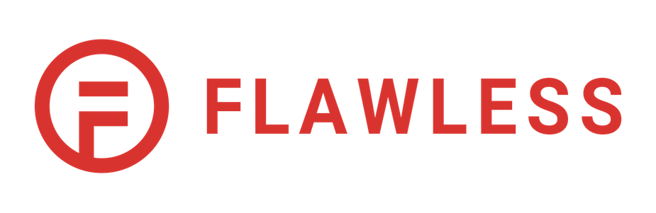 flawless logo red text red icon